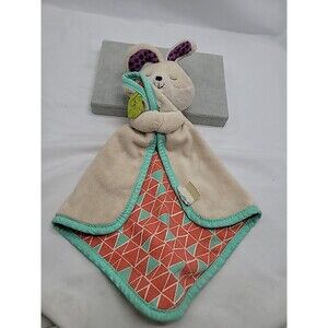 B Cuddly Bunny Rabbit Baby Lovey Security Blanket Orange Triangle Plush